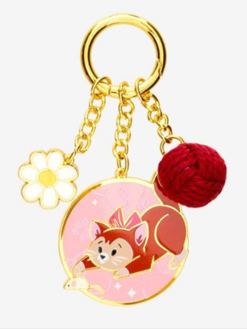 NWT Disney Cats Yarn Ball Dinah Enamel Bag Clip -Keychain